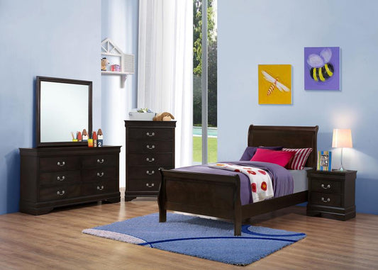 Louis Philippe 4-piece  Bedroom Set Cappuccino Twin,Full,Queen,King (Mattress not included)