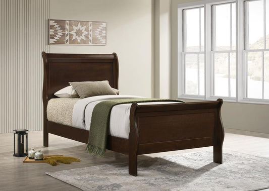 Louis Philippe Wood  Sleigh Bed Cappuccino