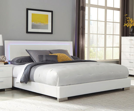 Felicity Wood LED Panel Bed White High Gloss