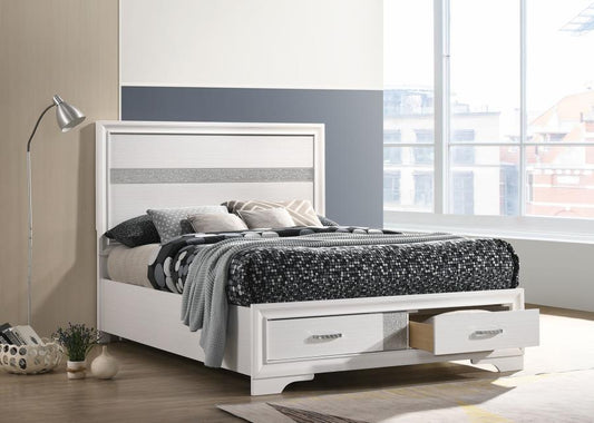 Miranda 51-inch Wood Queen Storage Panel Bed White or black