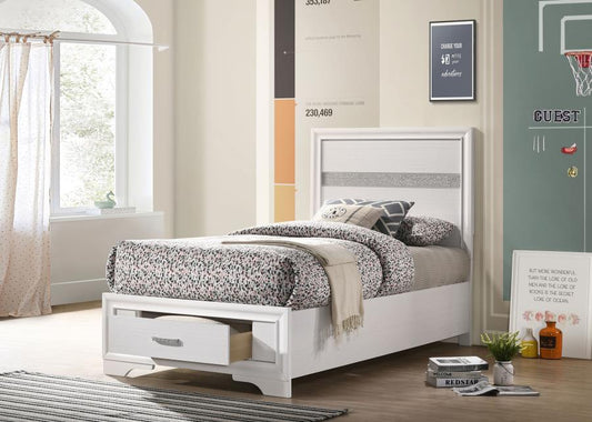 Miranda 51-inch Wood Twin Storage Panel Bed White or black