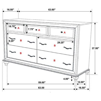 Barzini 4-piece  Bedroom Set BED FRAME,DRESSER,MIRROR,NIGHTSTAND (Mattress and chest not Included)