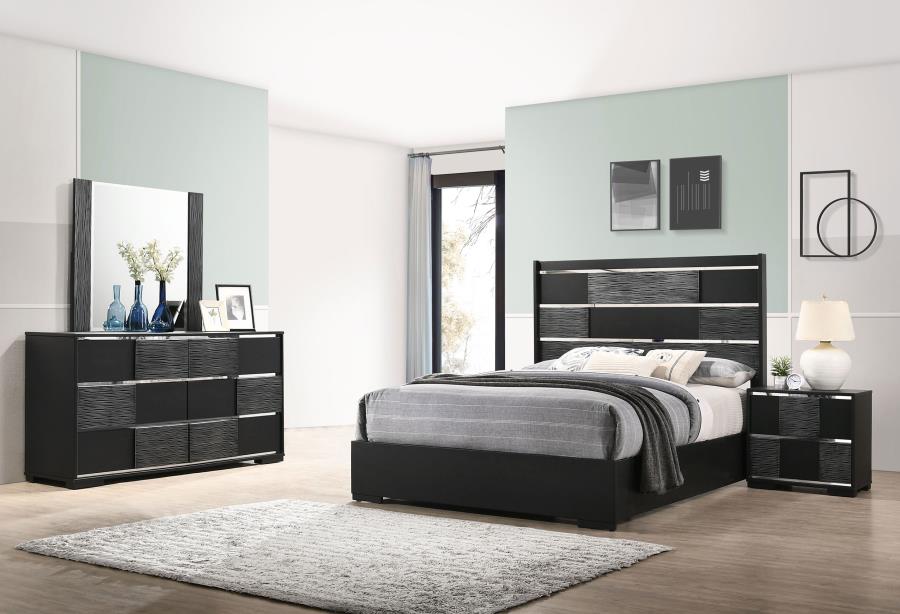 Blacktoft Bedroom Set Black 4 PC -BED FRAME,DRESSER,MIRROR,NIGHTSTAND ( Mattress )and chest not Included)