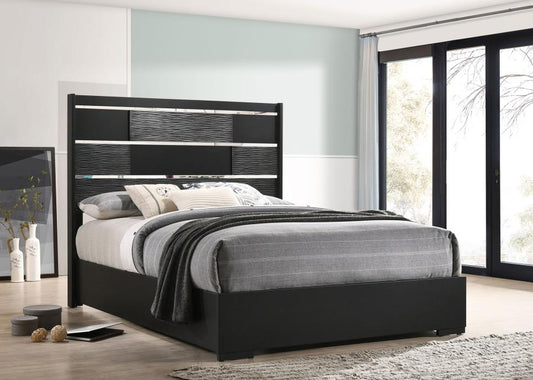 Blacktoft Wood Panel Bed Black - Queen or King (Mattress not Included)