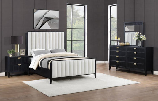 Brookmead 4-piece Upholstered Queen Bedroom Set Black ( mattress not included)