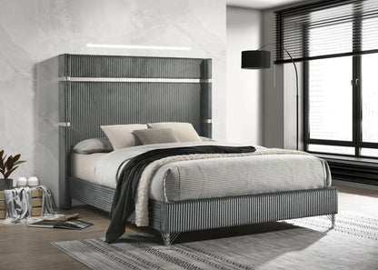 Lucia 61-inch Upholstered  Wingback Bed Grey