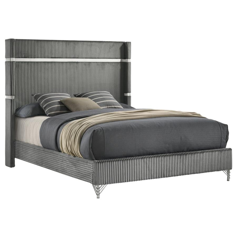 Lucia 61-inch Upholstered  Wingback Bed Grey