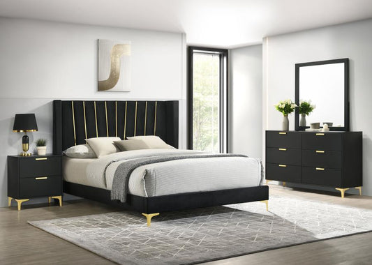 Kendall 4-piece Bedroom Set Black	( mattress not included)