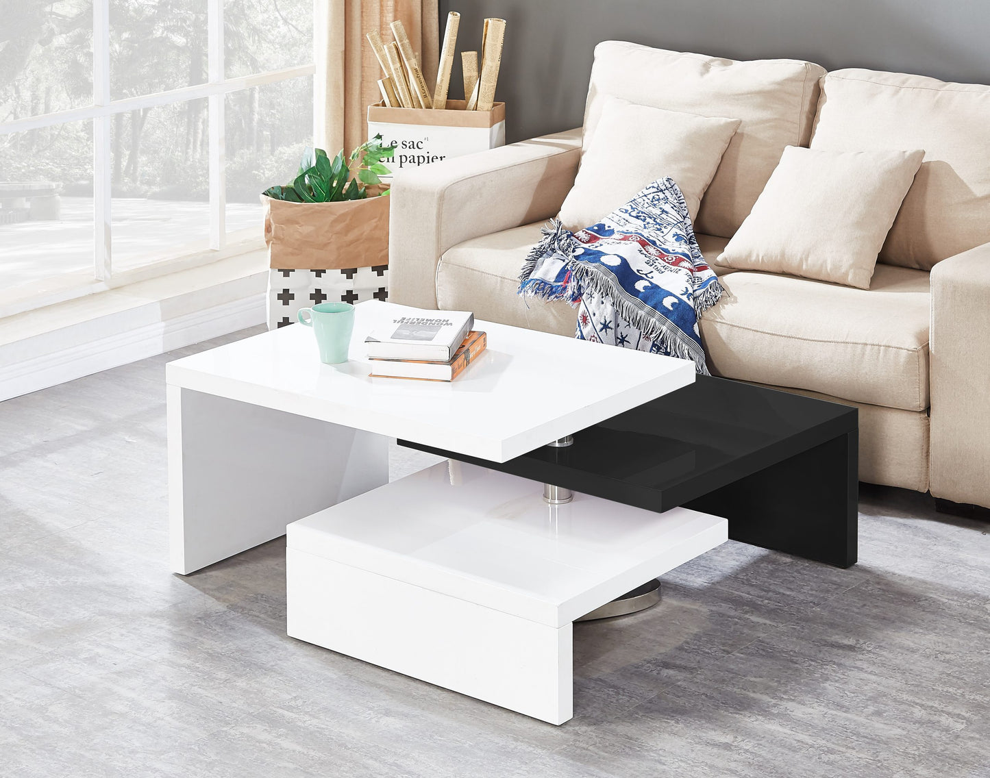 3040 White and Black Coffee Table