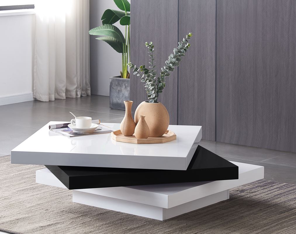 3060 White and Black Coffee Table