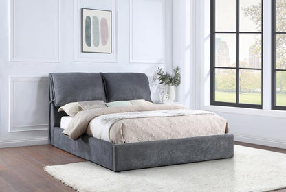 Laurel Upholstered  Panel Bed Dark Grey