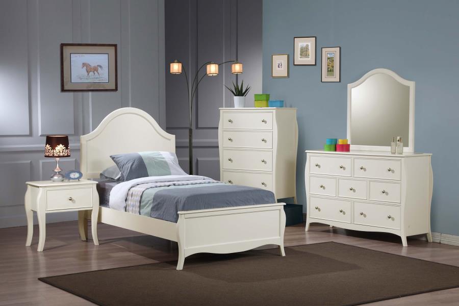 Dominique 4-piece FULL  Bedroom Set Cream White ( MATTRESS NOT INCLUDED)