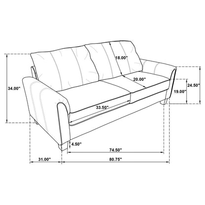 Davis 3-piece Upholstered Rolled Arm Sofa Grey