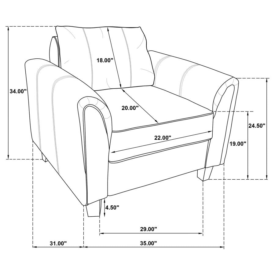 Davis 3-piece Upholstered Rolled Arm Sofa Grey