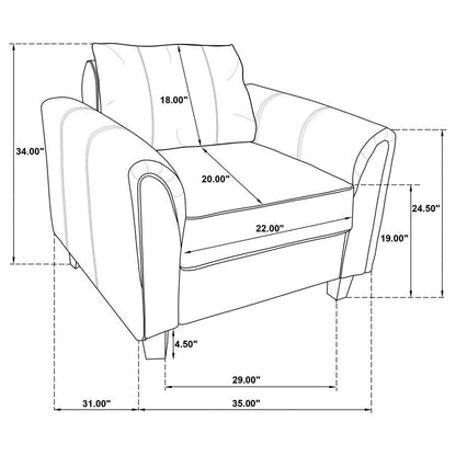 Davis 3-piece Upholstered Rolled Arm Sofa Grey