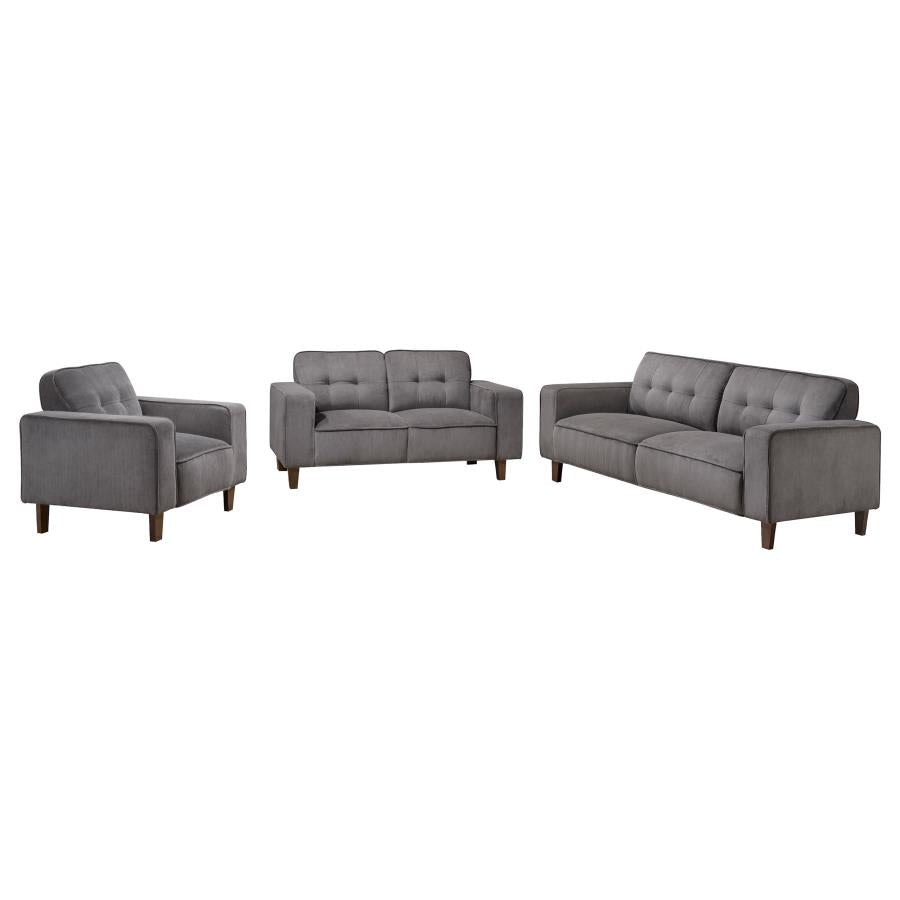 Deerhurst 3-piece Upholstered Track Arm Sofa Set charcoal -greige