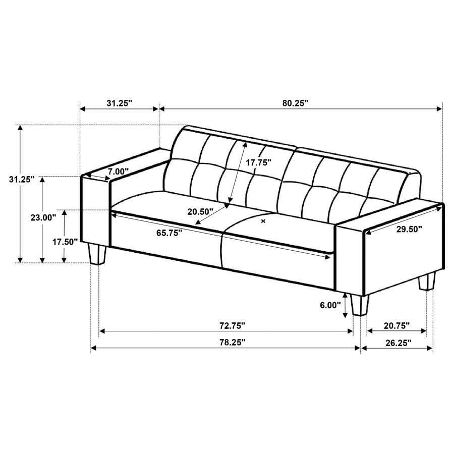 Deerhurst 3-piece Upholstered Track Arm Sofa Set charcoal -greige