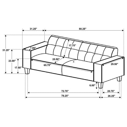 Deerhurst 3-piece Upholstered Track Arm Sofa Set charcoal -greige