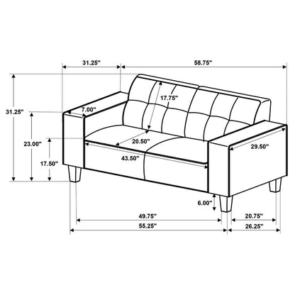 Deerhurst 3-piece Upholstered Track Arm Sofa Set charcoal -greige