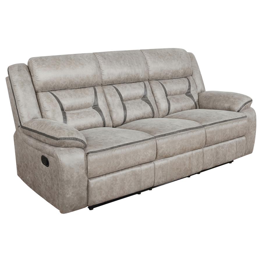 Greer 3-piece Upholstered Reclining Sofa Set Taupe