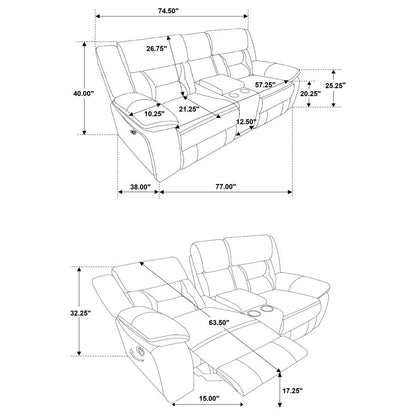 Greer 3-piece Upholstered Reclining Sofa Set Taupe