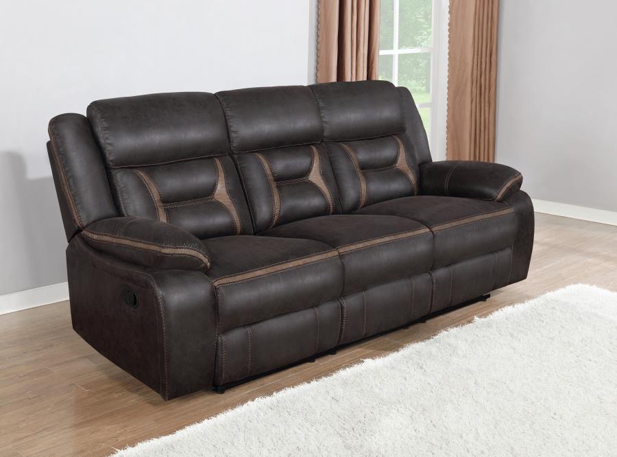 Greer 3-piece Upholstered Reclining Sofa Set Brown