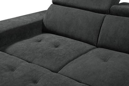 89130 Henrik Dark Gray Sofa Sleeper Sectional w/ Storage and Stools