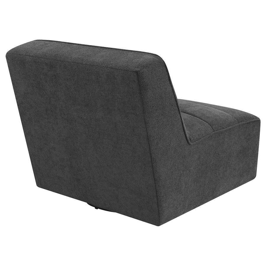 Cobie Upholstered Armless Swivel Chair Dark Charcoal