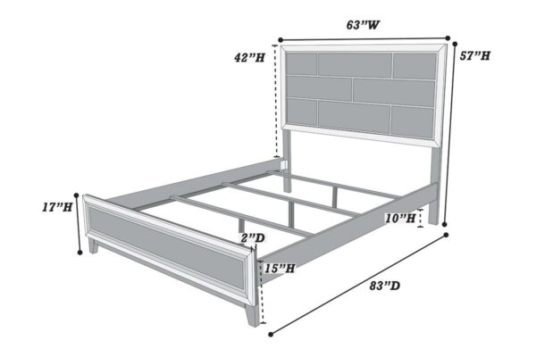 F9396Q Queen Bed Frame Grey ( ONLY BED)