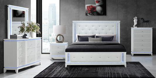 Alina White  Bed With Led  (ONLY BED)