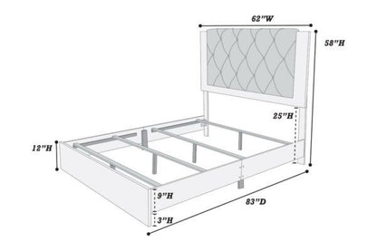 F9560 QUEEN Bed Frame Grey (ONLY BED)