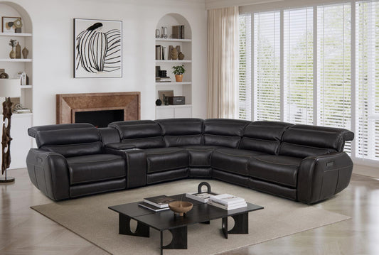 L487 - Marco Brown 6 PC Brown Power Sectional