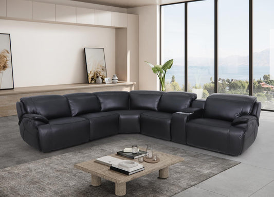 L496 - Marco Black 6 PC Black Power Sectional