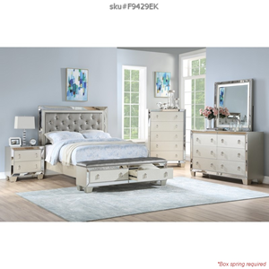 F9429EK King Bed Frame Silver with Wardrobe