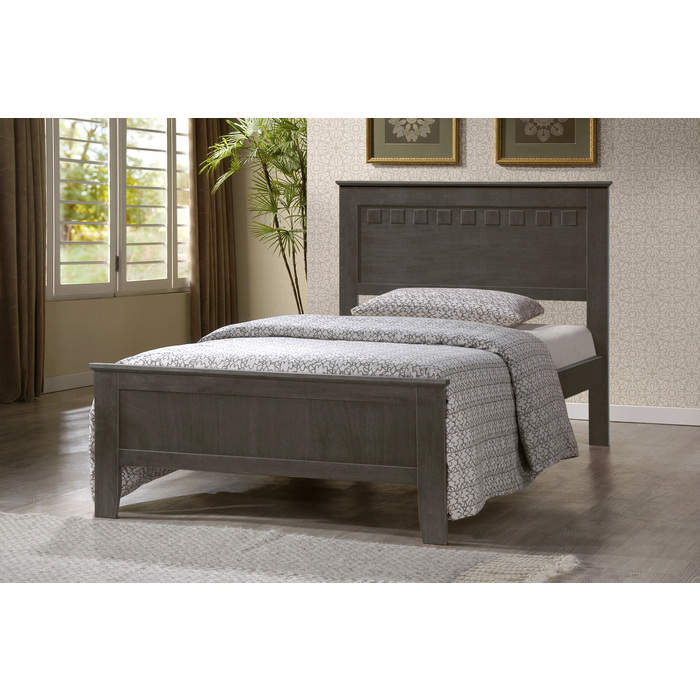 M7581-GR GRAY Platform Bed (Fully Slated)