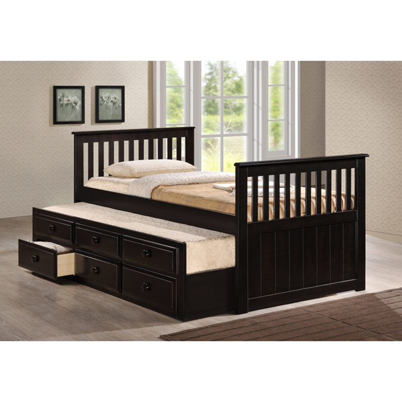 M7590-WH BONNIE- WHITE Twin Platform Bed w/ Trundle & Drawers (Fully