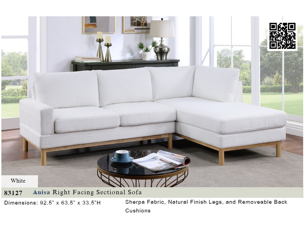 83126 Anisa Sherpa RSF Sectional black or white