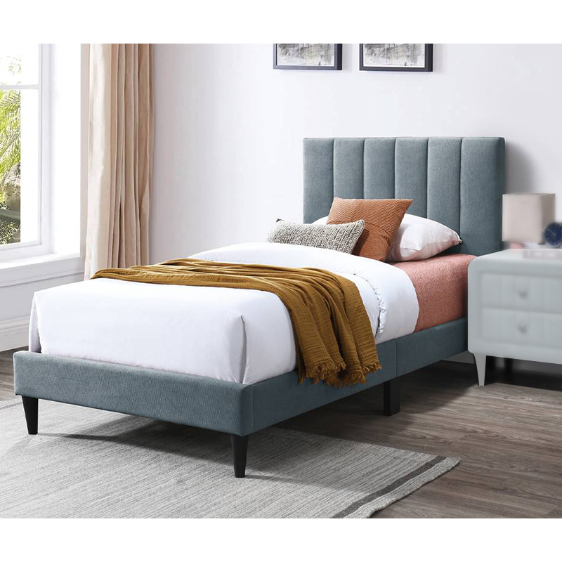 F9638T Twin Bed in Gray Brushed Linen