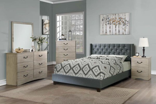 F9371Q Queen Bed Frame Grey (only bed)