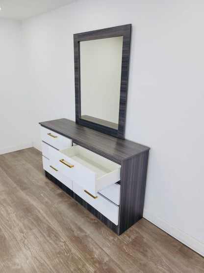 Dresser Miami Charcoal + White Glossy Gold