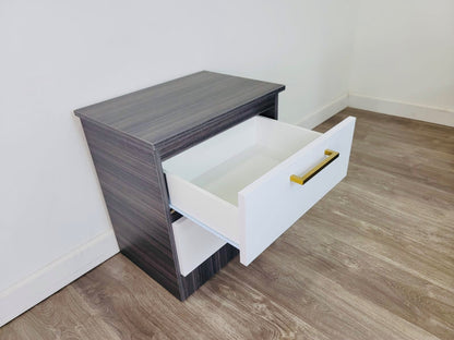 Nightstand Miami Charcoal + Glossy White Gold