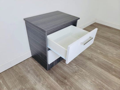 Nightstand Miami Charcoal + Glossy White