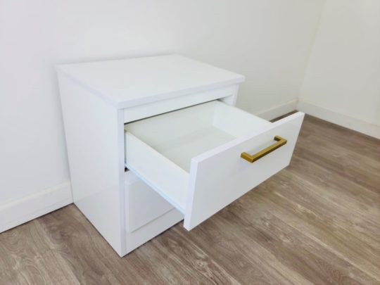 Nightstand White Glossy Gold