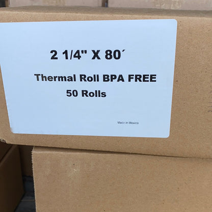 2-1/4 X 80' Thermal Paper Rolls (50 Per Case)